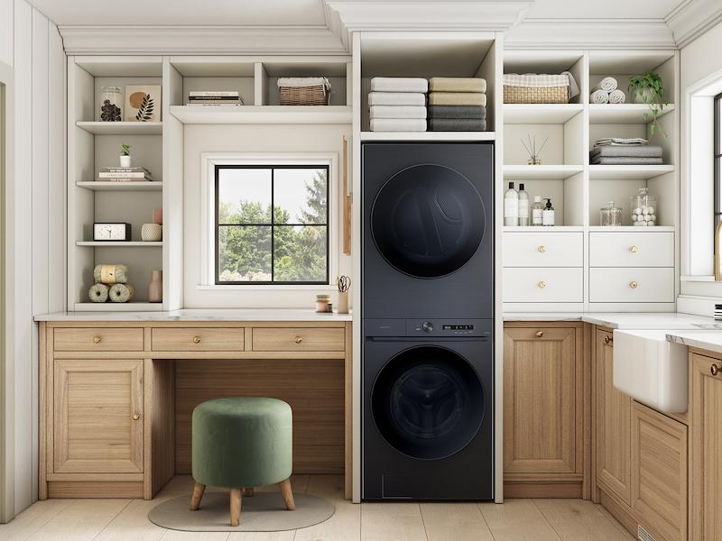 Samsung WH46DBH500GV Bespoke 4.6 cu. ft. AI Laundry Hub™ Large Capacity Single Unit Washer with Flex Auto Dispense System and 7.6 cu. ft. Gas Dryer in Brushed Black