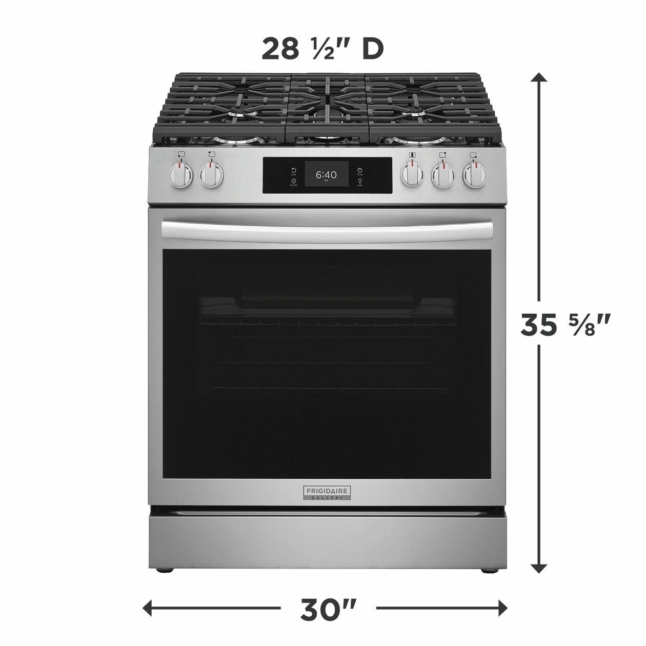 Frigidaire GCFG3070BF 30" Front Control Gas Range with Stone-Baked Pizza