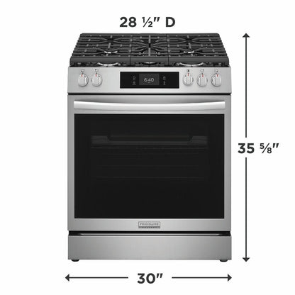 Frigidaire GCFG3070BF 30" Front Control Gas Range with Stone-Baked Pizza