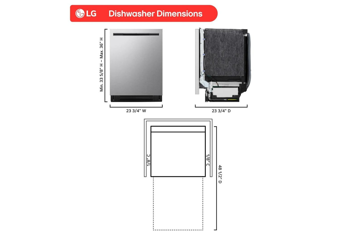 Lg LDNPM545S Smart FlushFit™ Top Control Dishwasher with 1-Hour Wash & Dry, QuadWash® Pro, and Dynamic Heat Dry™ w/AutoVent Dry™