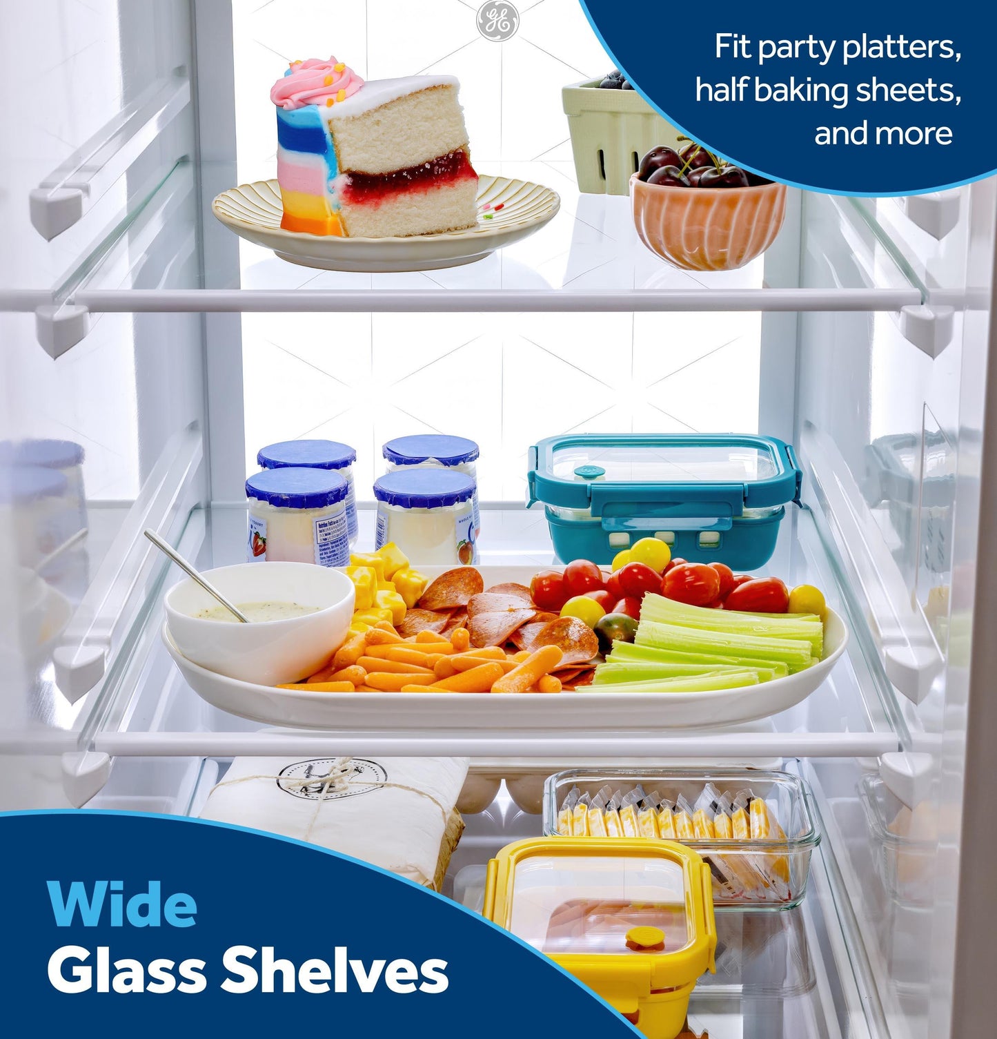 GZS24PYYFS GE® 23.5 Cu. Ft. Counter-Depth Side-By-Side Refrigerator with LED Light Walls and Extra Tall Dispenser