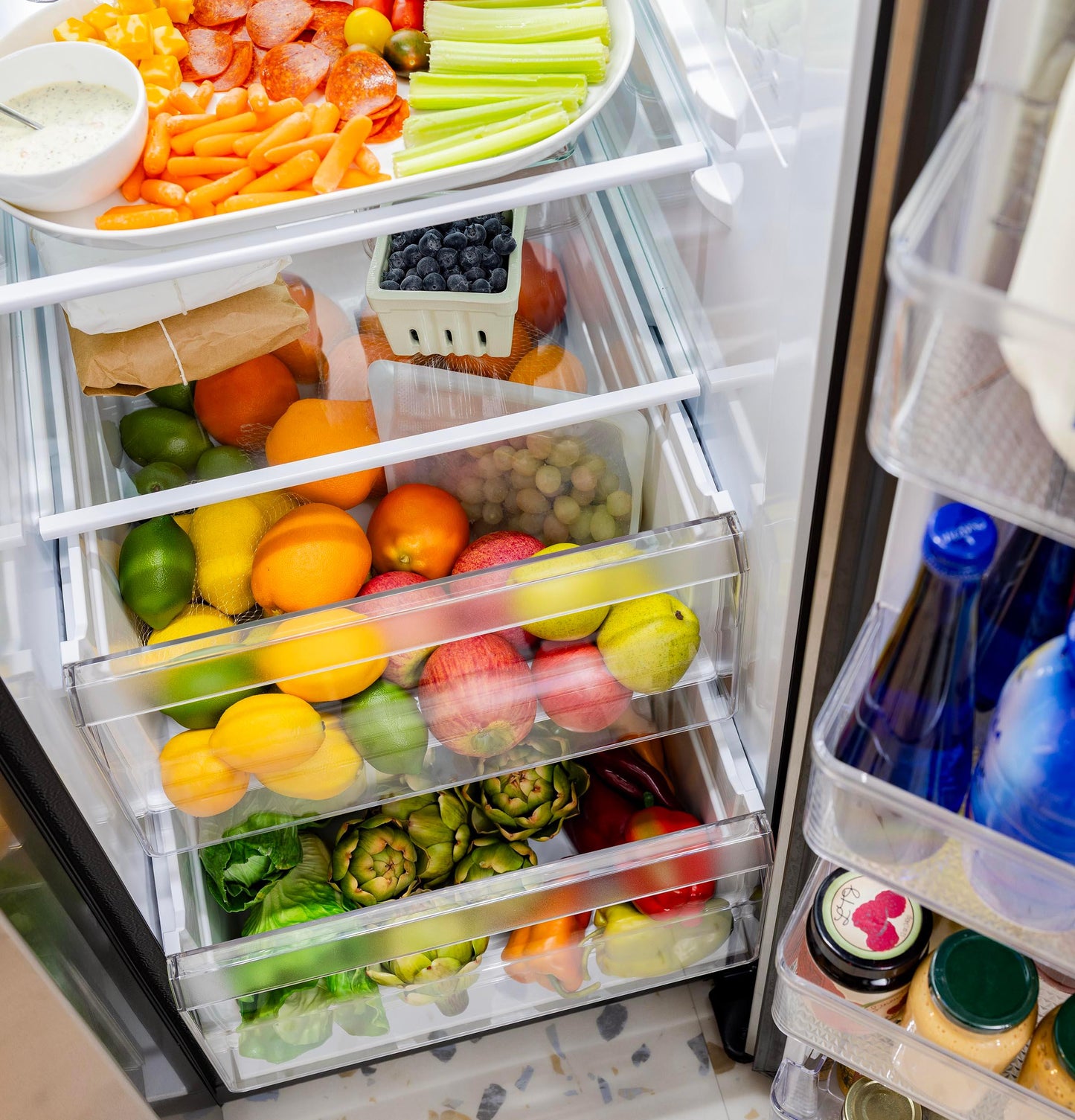 GSS28NYYFS GE® 27.9 Cu. Ft. Side-By-Side Refrigerator with Extra Tall Dispenser and In-Door Icemaker