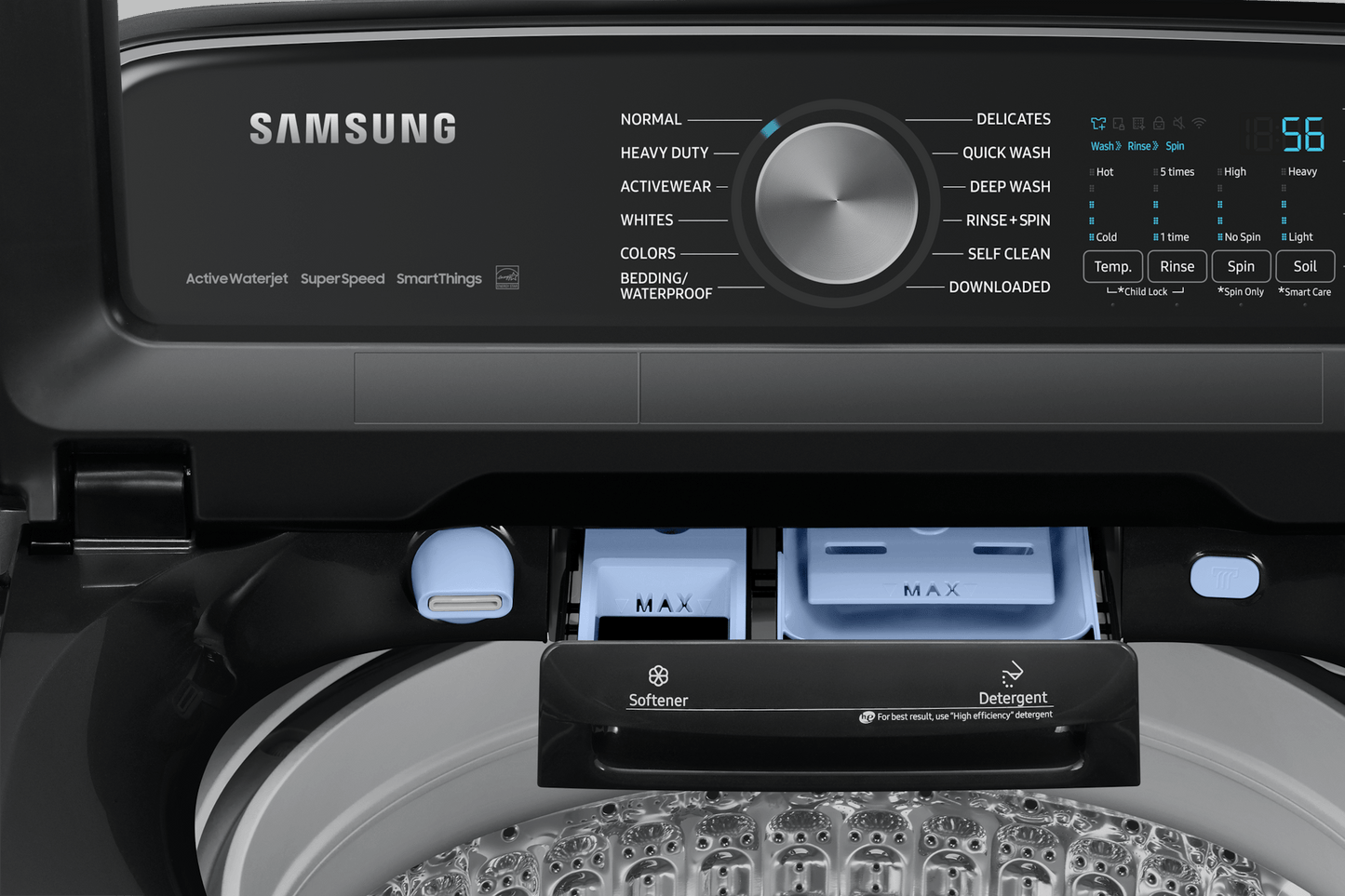 Samsung WA54CG7105AV Top Load Washer ActiveWave™ Agitator  Super Speed Wash  5.4 cu.ft.