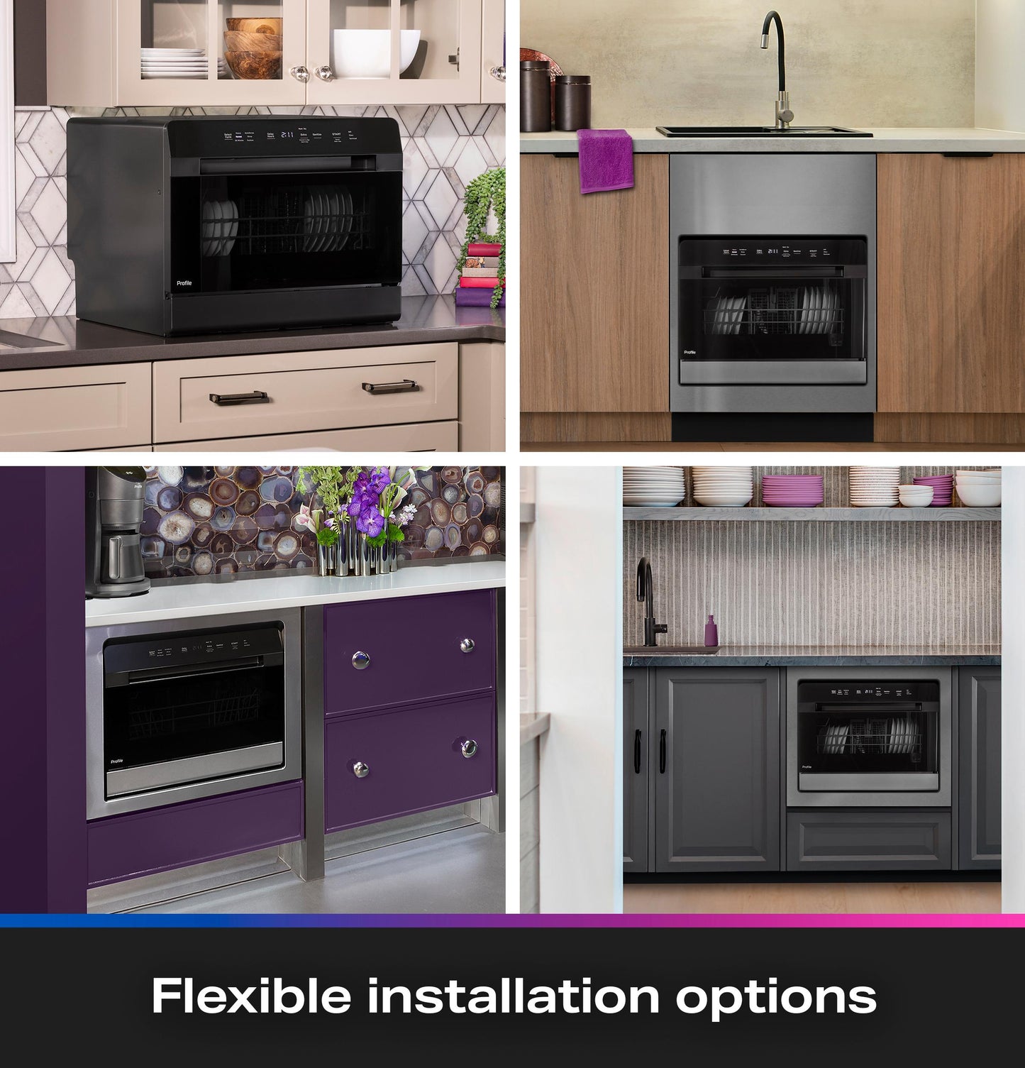 PZF560HGWBB GE Profile™ ENERGY STAR® Smart Compact Dishwasher for Countertop or Built-In