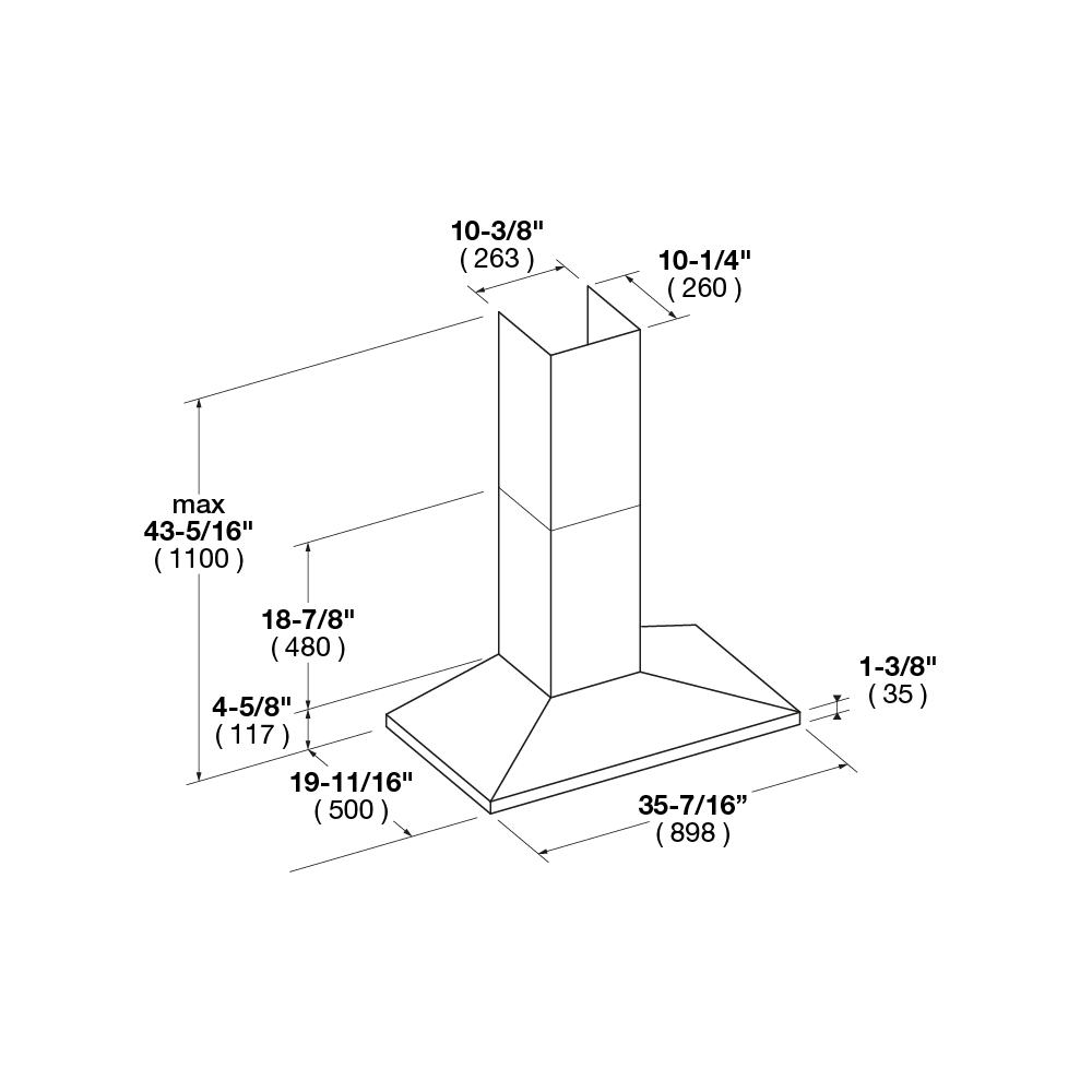 36" CHIMNEY WALL HOOD