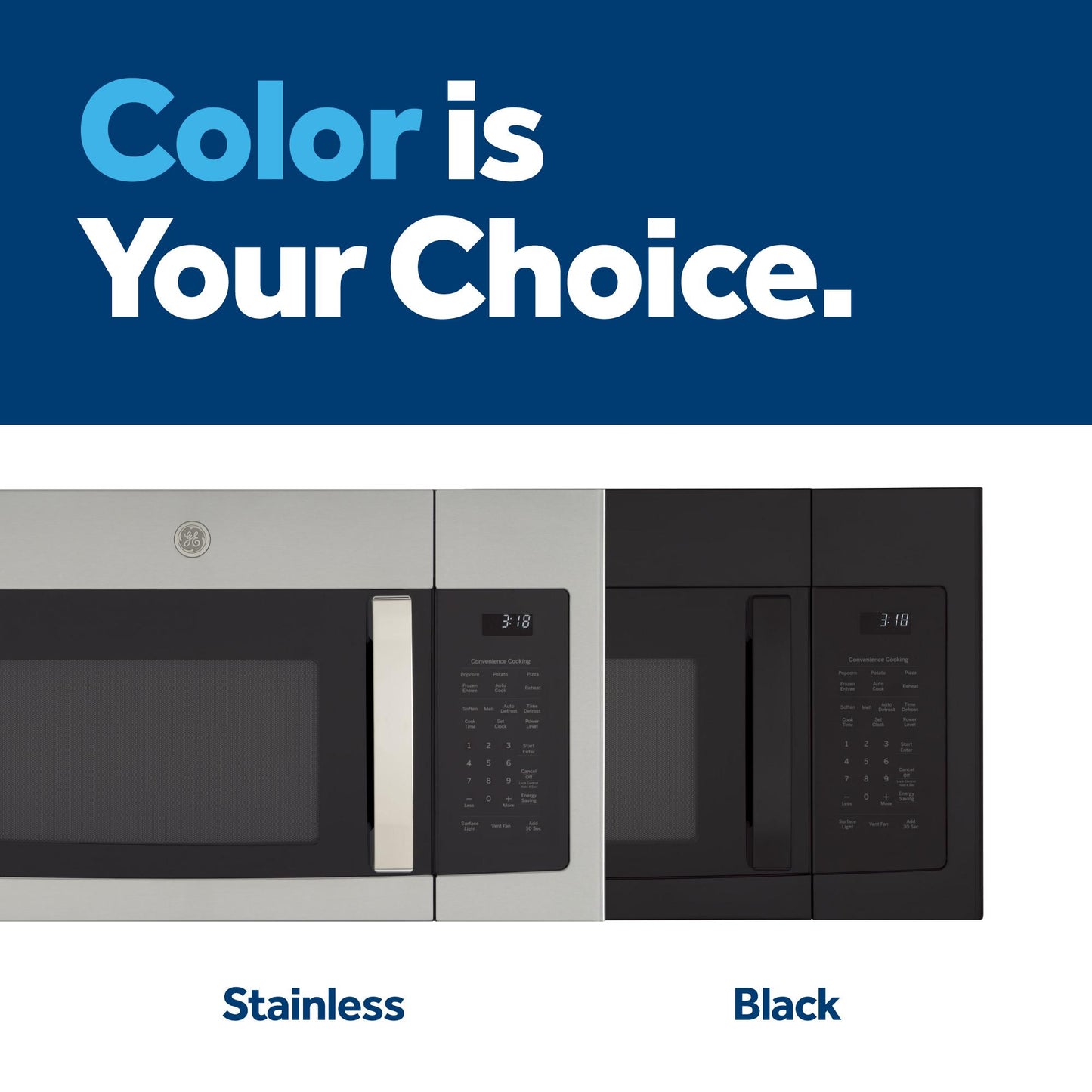 JNM3184RPSS GE® 1.8 Cu. Ft. Over-the-Range Microwave Oven with Recirculating Venting