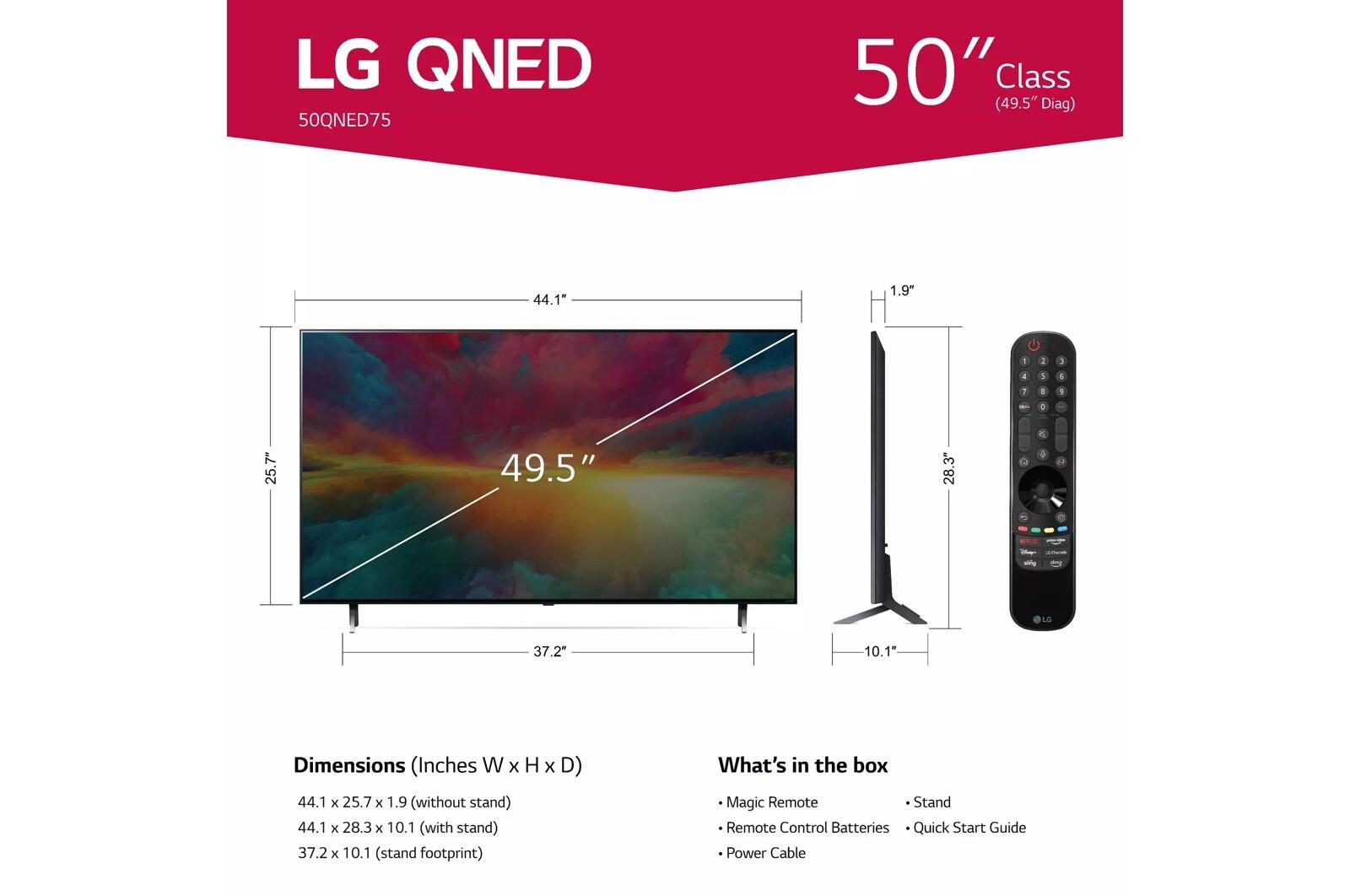 LG 50 Inch Class QNED75 series LED 4K UHD Smart webOS 23 w/ ThinQ AI TV