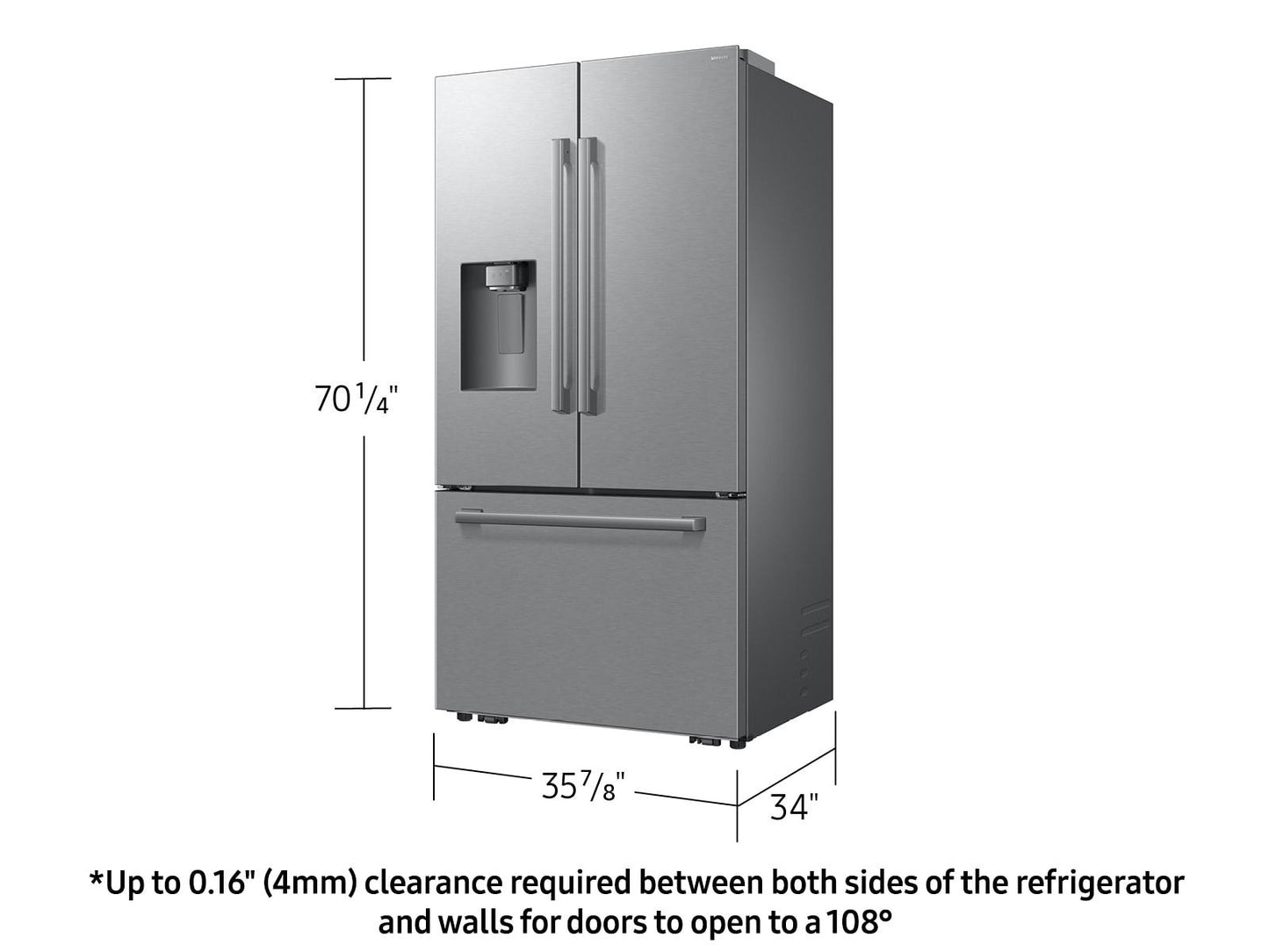 Samsung RF70H30HER Bespoke AI 3-Door French Door Zero Clearance Fit  Dual Auto Ice Maker  29 cu. ft.