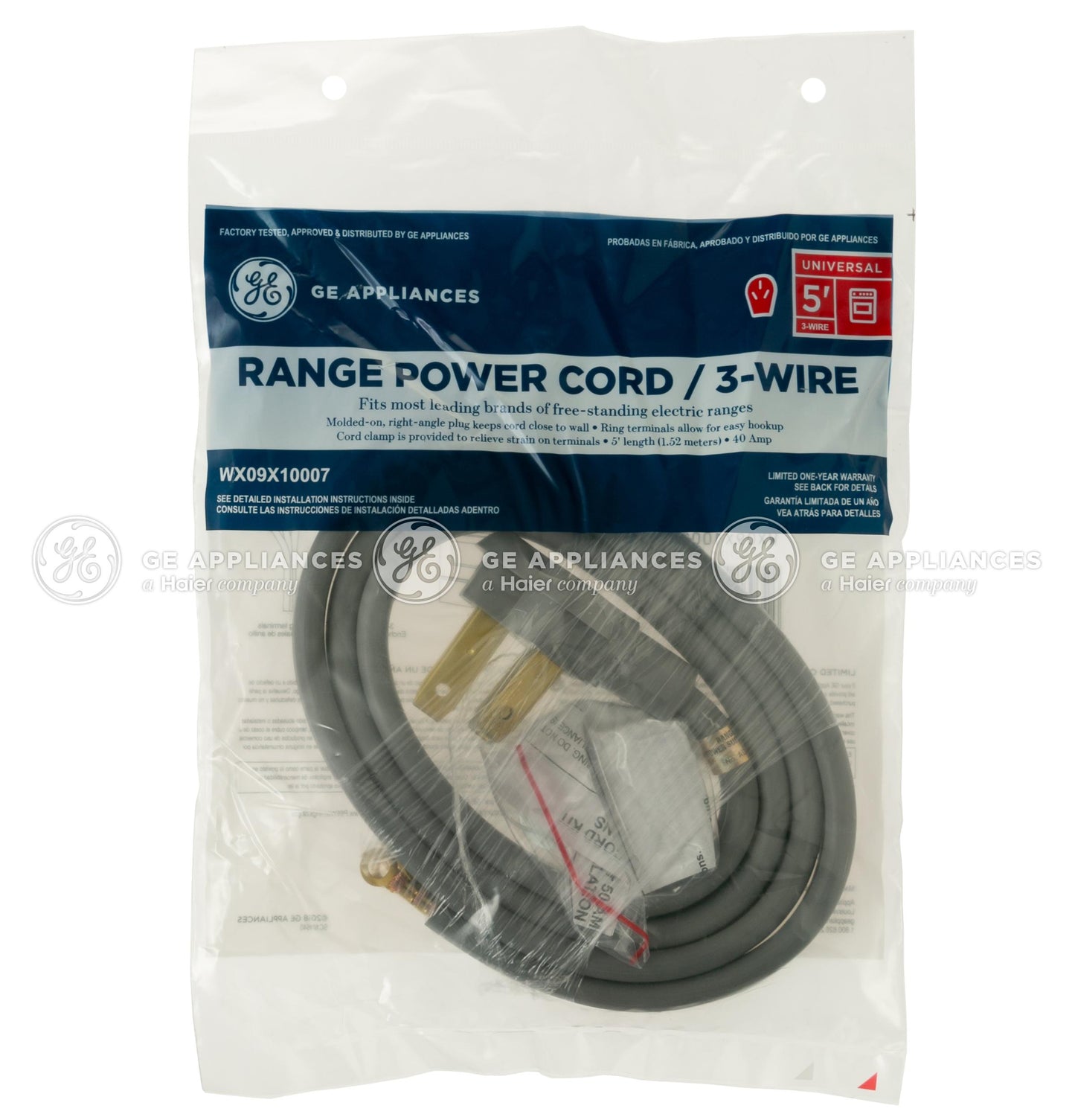 Ge Appliances WX09X10007 5' 40amp 3 wire range cord
