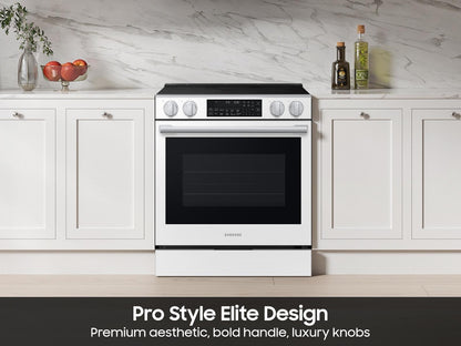 Samsung NSE90H63SW Bespoke Smart Slide-in Electric Range Pro Style Elite Design  Illuminated Knobs  Air Fry Max