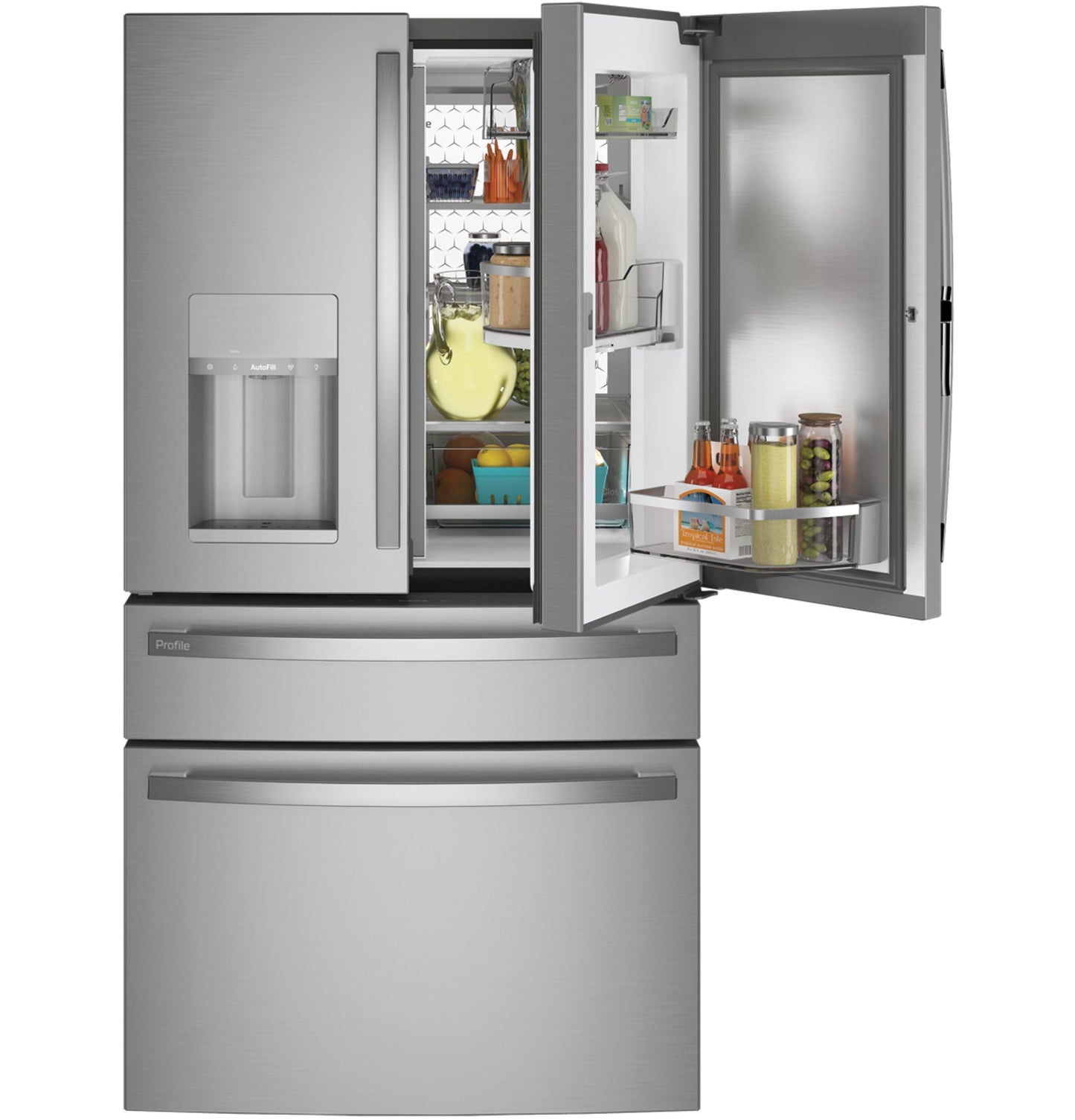 PXD22BYPFS GE Profile™ 22.4 Cu. Ft. Smart Counter-Depth Fingerprint Resistant 4-Door French-Door Refrigerator with Door In Door