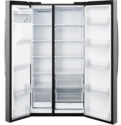 GZS24NYYFS GE® 23.6 Cu. Ft. Counter-Depth Side-By-Side Refrigerator with Extra Tall Dispenser and In-Door Icemaker