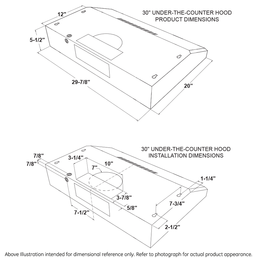 GE® 30" Under The Cabinet Hood