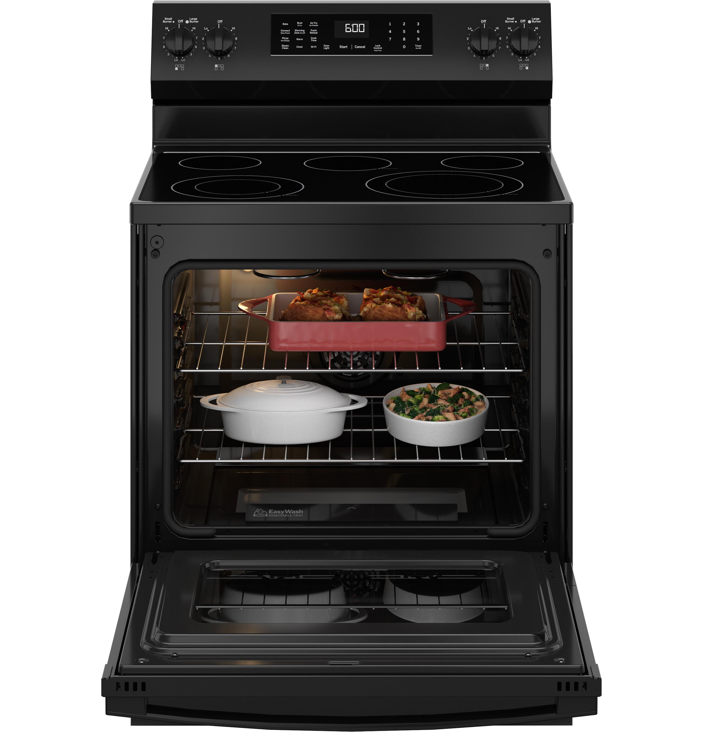 GRF600AVBB GE® 30" Free-Standing Electric Convection Range with No Preheat Air Fry and EasyWash™ Oven Tray