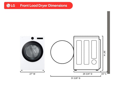 Lg DLEX6700W 7.4 cu. ft. Ultra Large Capacity Smart Front Load Electric Dryer with TurboSteam® & Built-In Intelligence