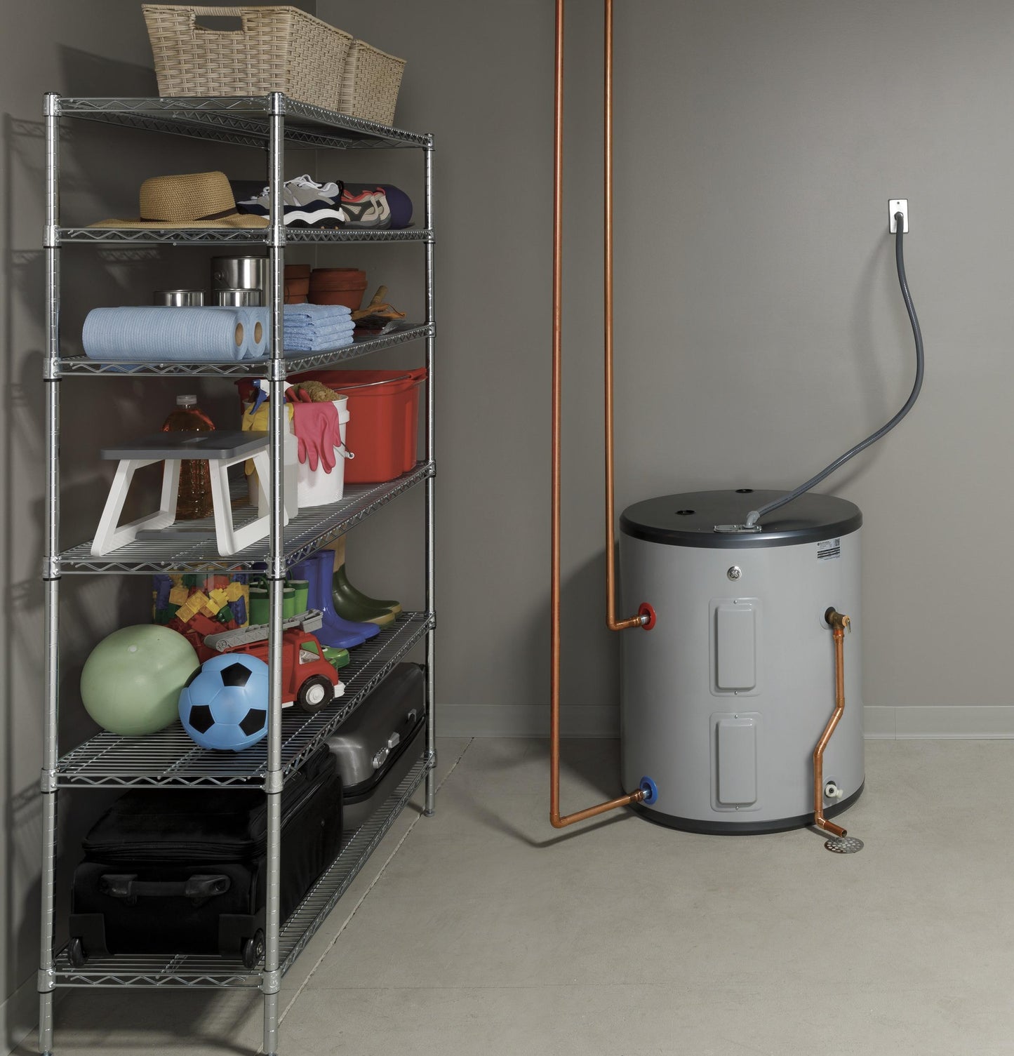 GE40L08BSM GE® 36 Gallon Side Port Lowboy Electric Water Heater