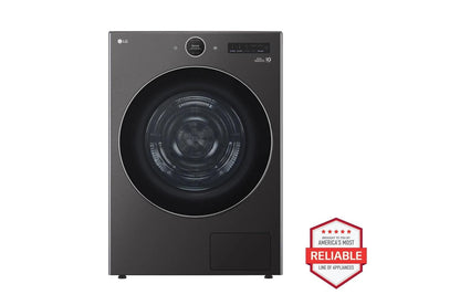 Lg WM6500HBADLHC5502BWD300CBWDP6B 5.0 cu. ft. Front Load Washer and 7.8 cu. ft. Heat Pump Ventless Dryer with pedestal washer and drawer in Black Steel