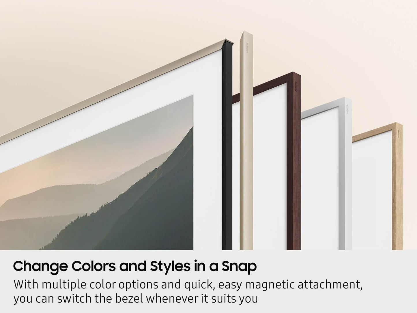 Samsung VGSCFF85SGMZA 85 Inch The Frame Custom Bezel - Sand Gold Metal Magnetic Attachment  Easy Install  Premium Finish
