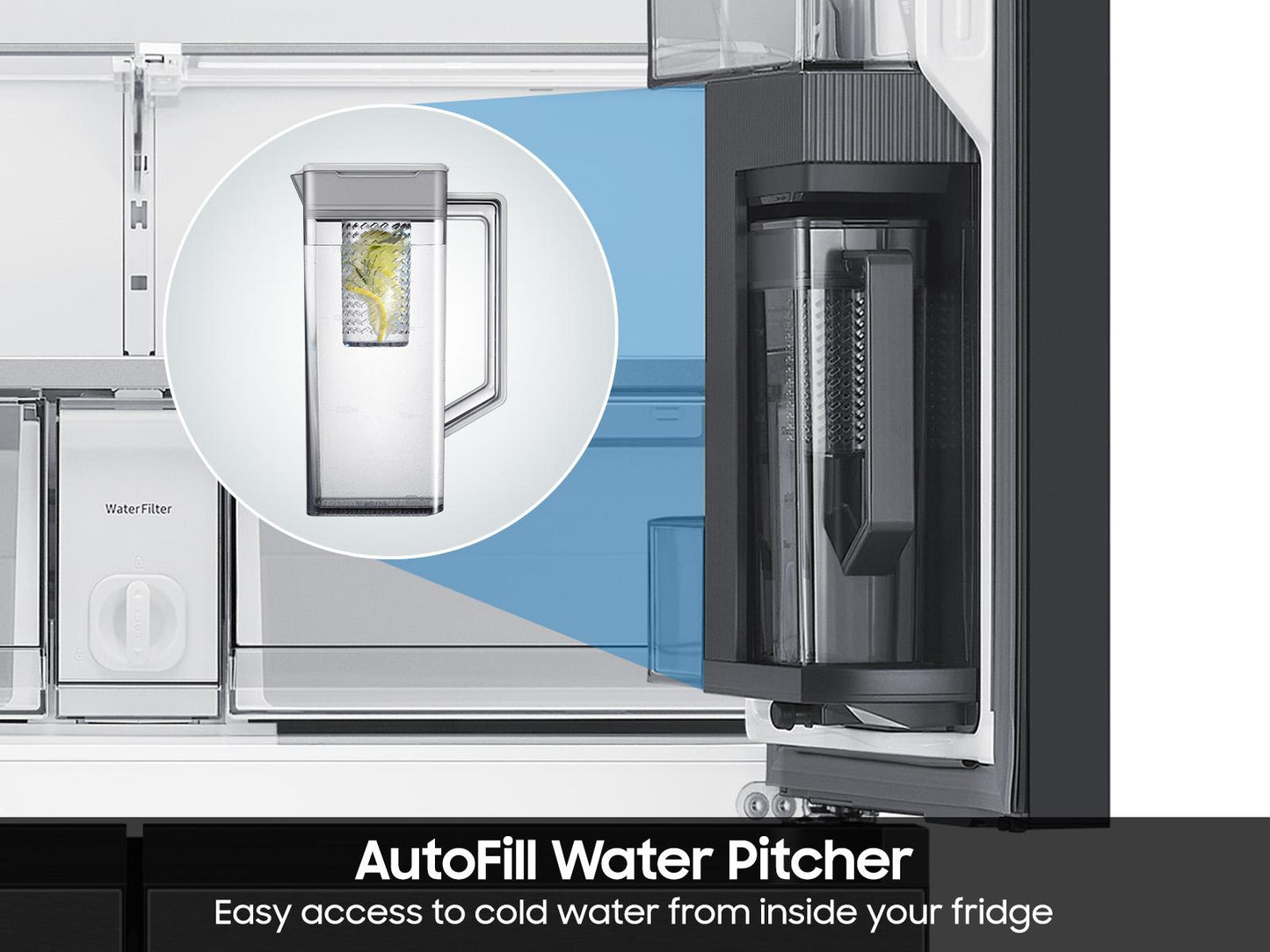 Samsung RM80F22WEW Bespoke 22 cu. ft. Counter Depth 4-Door French Door Refrigerator with Zero Clearance Fit & Food Showcase Door in White Glass