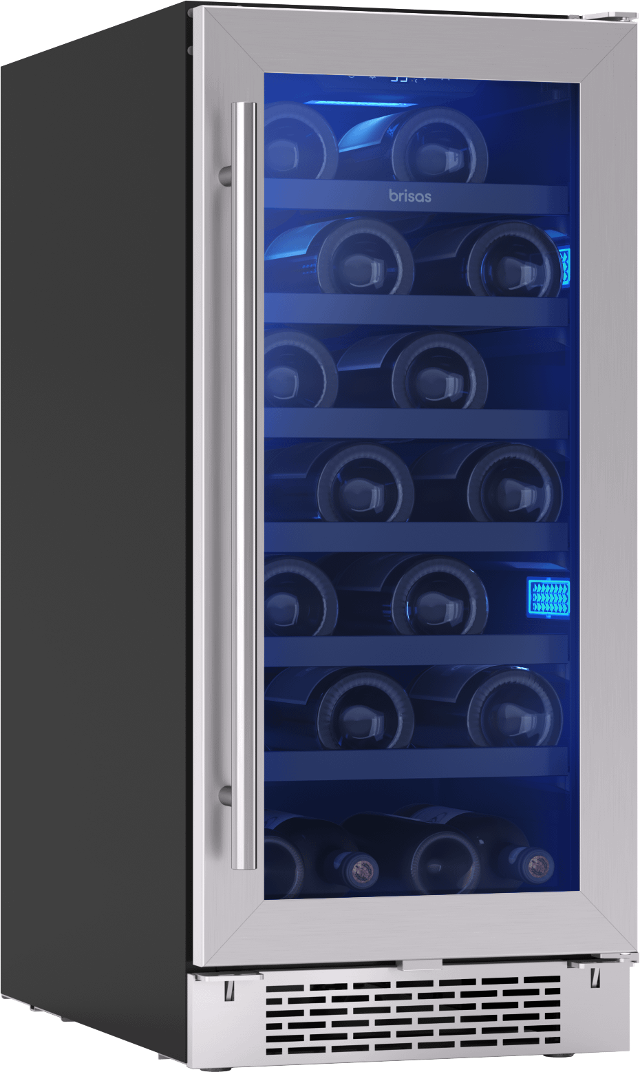 Zephyr BWN15C01AG Brisas Wine Cooler, 15in UC, SS+Gls, Rvs Dr, 1Z