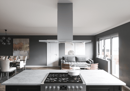 Zephyr ZMDE42BS Modena, Island, 42in, SS+Glass, LED, ACT