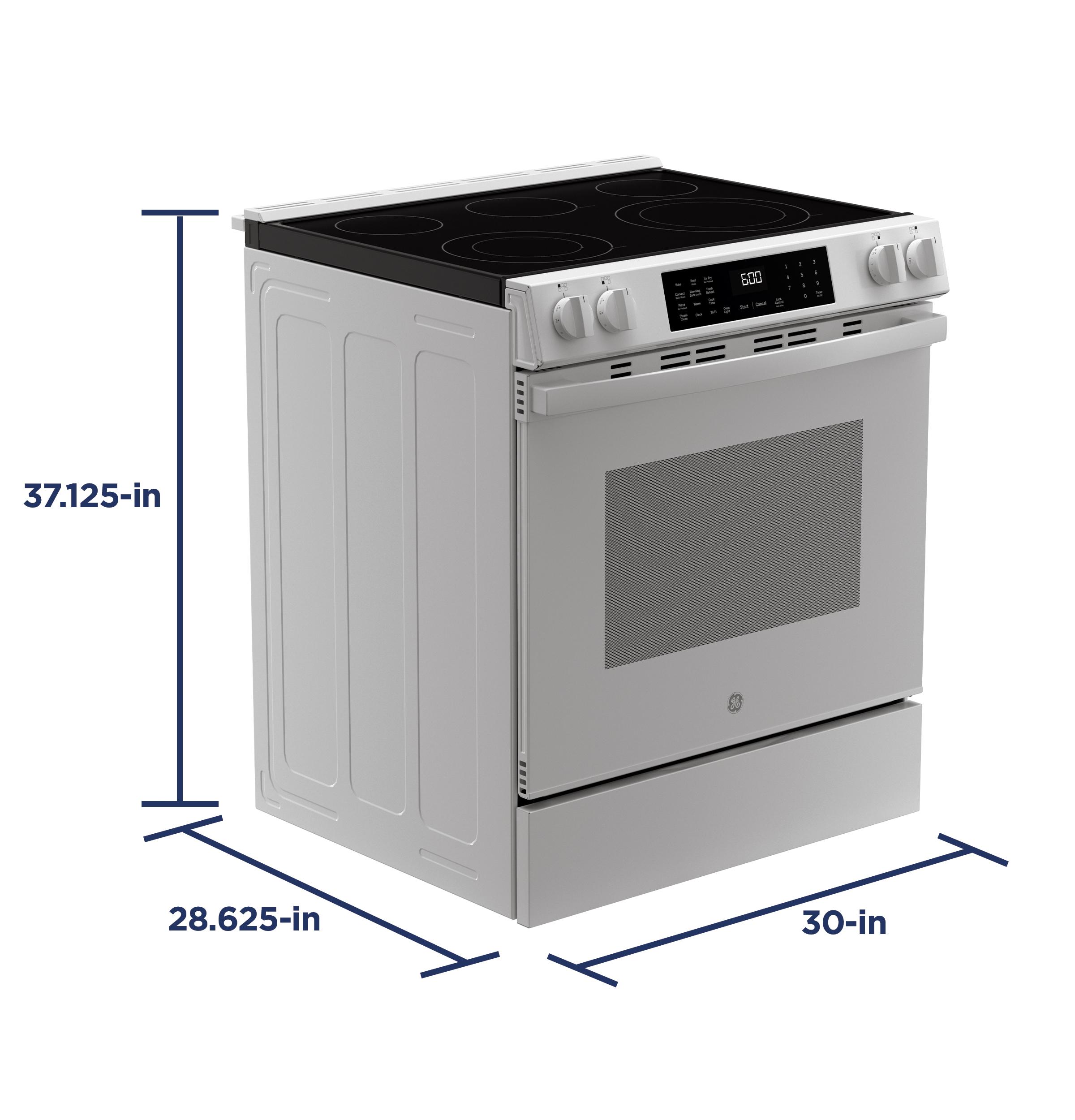 GRS600AVWW GE® 30" Slide-In Electric Convection Range with No Preheat Air Fry and EasyWash™ Oven Tray