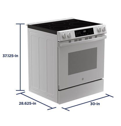 GRS600AVWW GE® ENERGY STAR® 30" Slide-In Electric Convection Range with No Preheat Air Fry and EasyWash™ Oven Tray