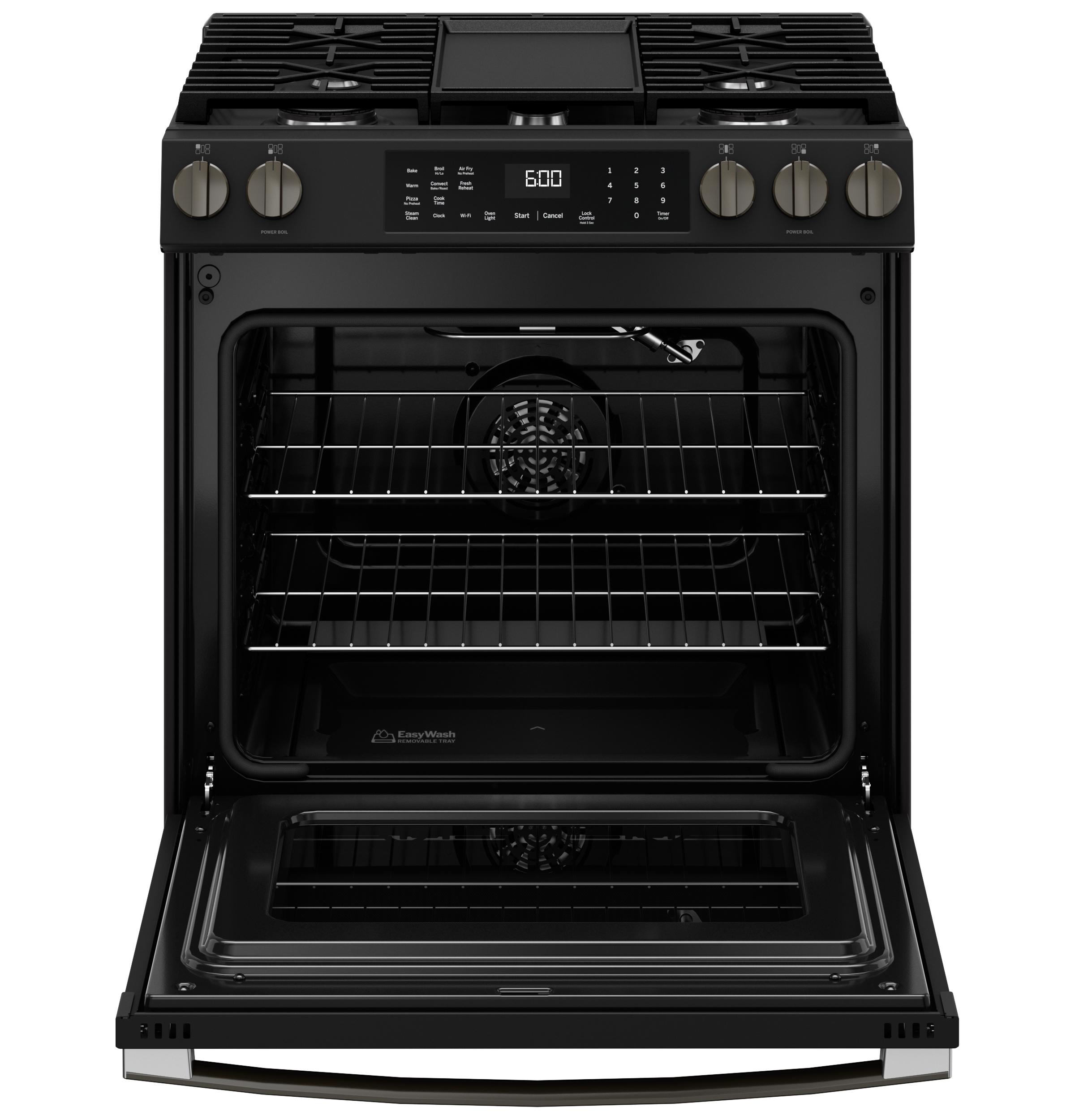 GGS600AVDS GE® 30" Slide-In Front-Control Convection Gas Range with No Preheat Air Fry and EasyWash™ Oven Tray