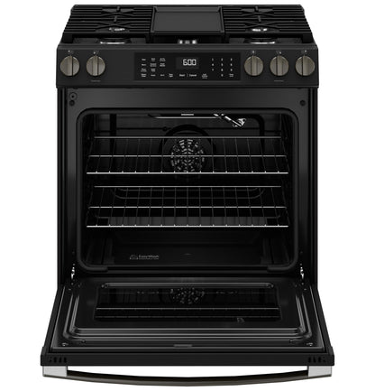 GGS600AVDS GE® 30" Slide-In Front-Control Convection Gas Range with No Preheat Air Fry and EasyWash™ Oven Tray