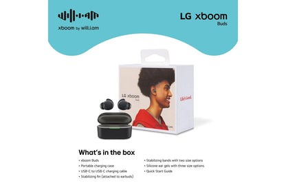 BUDSAUSALBK LG xboom Buds by will.i.am  Bluetooth Earbuds  xboom Signature Sound with Graphene Driver, Black