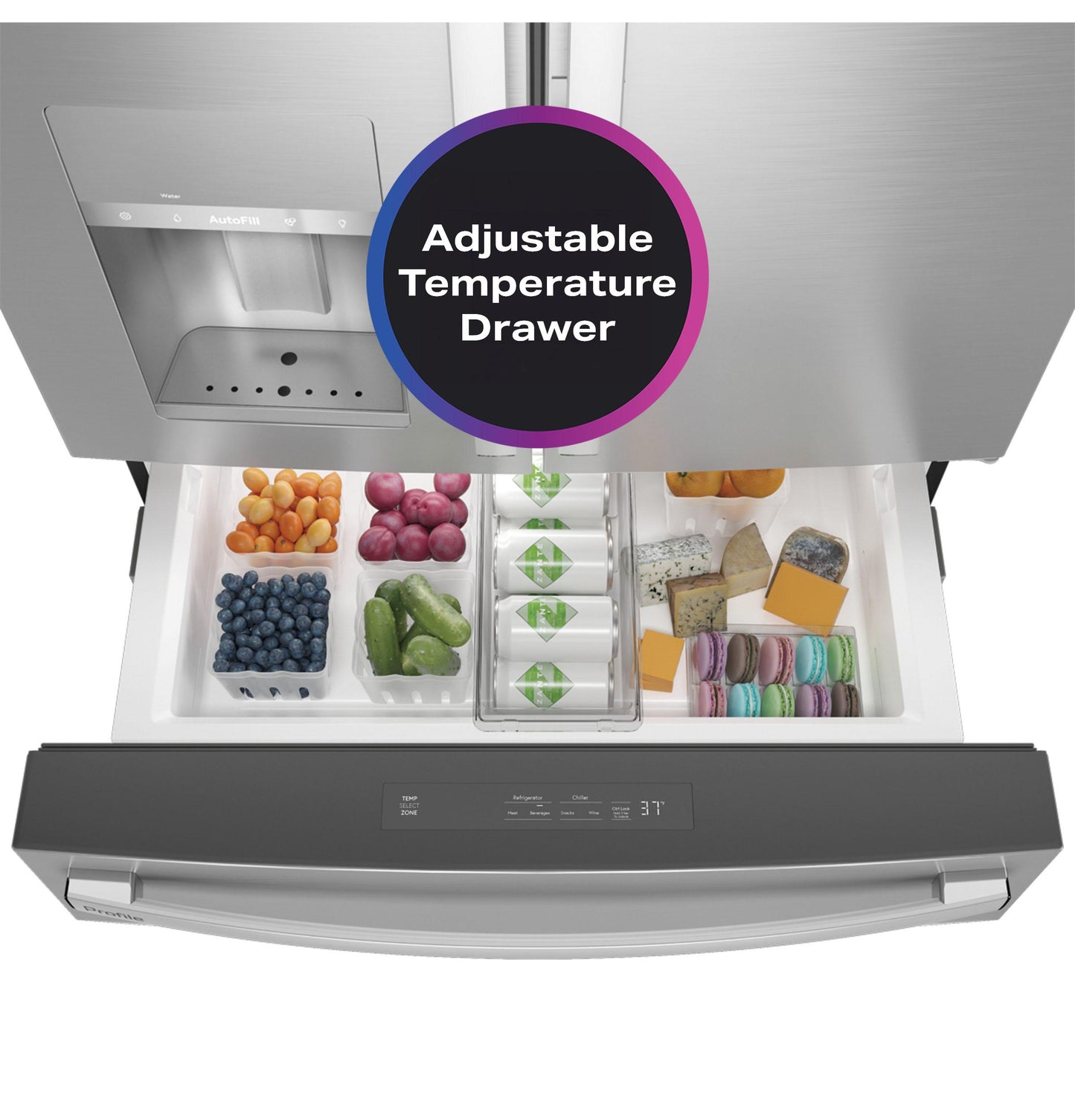 PXD22BYPFS GE Profile™ 22.4 Cu. Ft. Smart Counter-Depth Fingerprint Resistant 4-Door French-Door Refrigerator with Door In Door