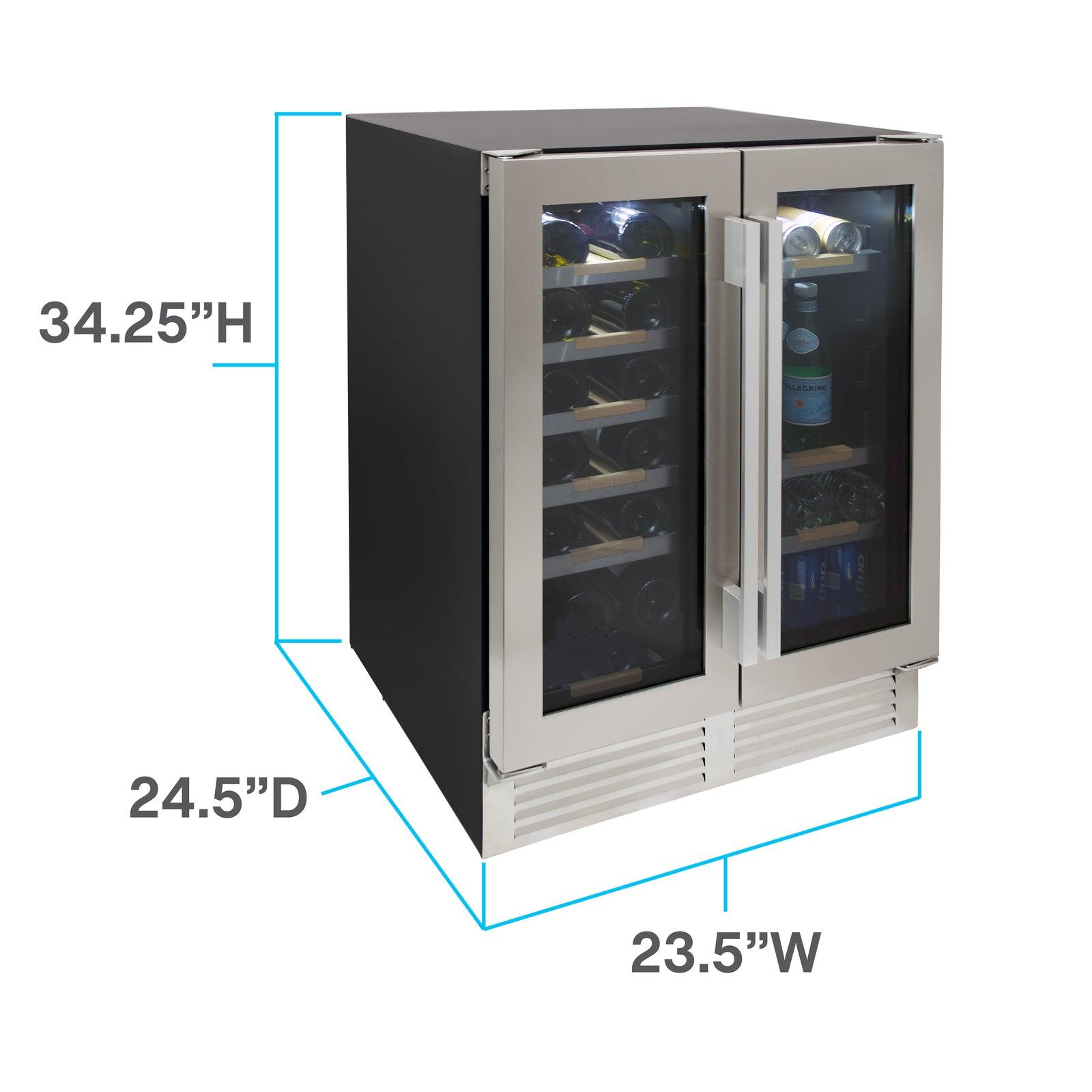 WBE1956Z3S Avanti ELITE Side by Side Wine and Beverage Cooler - Stainless Steel / 19 Bottles / 56 12 oz. Cans