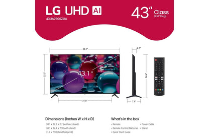 Lg 43UA7500ZUA 43 Inch Class LG UHD AI UA75 4K Smart TV 2025