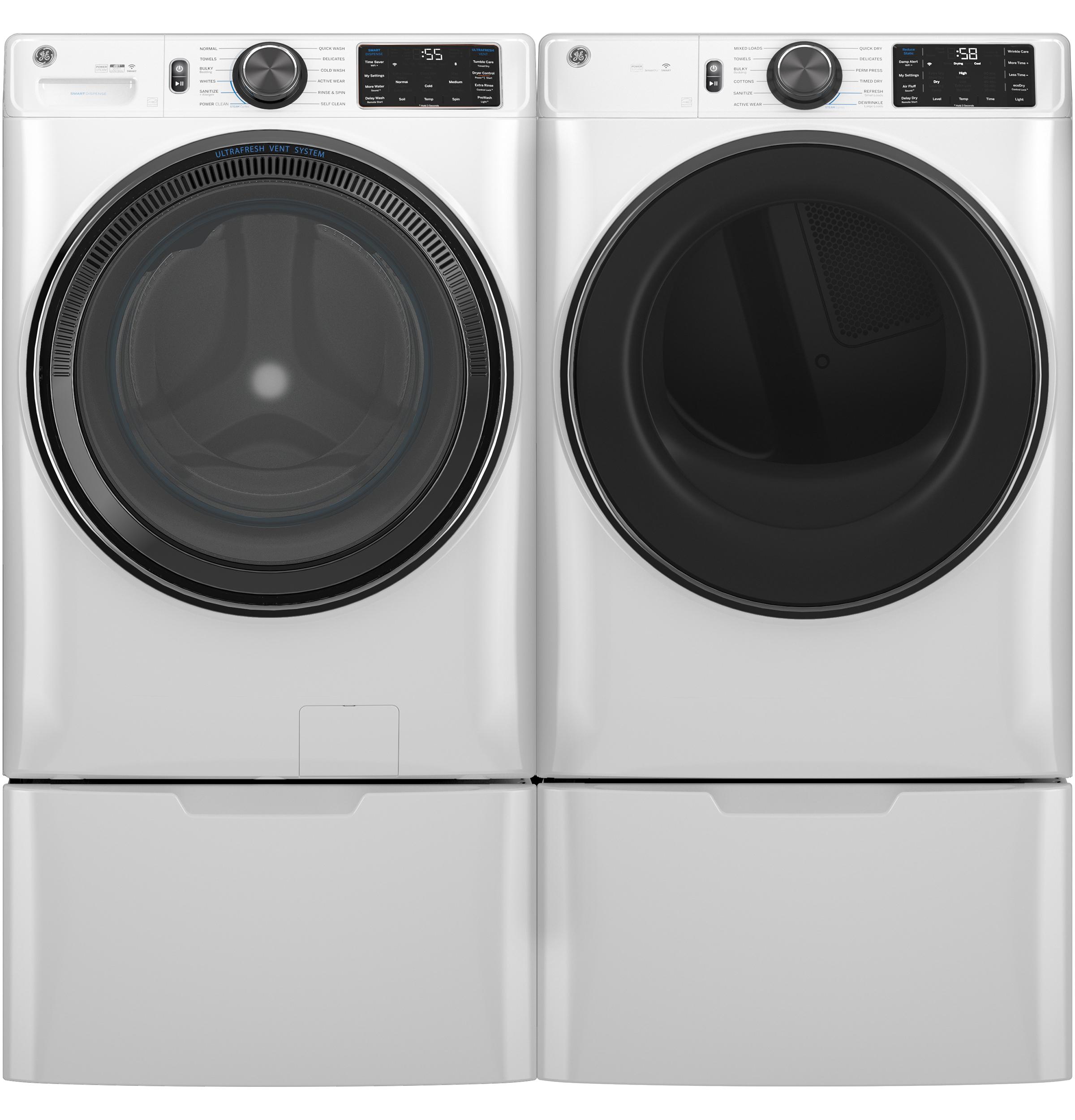 GFD65ESSVWW GE® ENERGY STAR® 7.8 cu. ft. Capacity Smart Front Load Electric Dryer with Steam and Sanitize Cycle