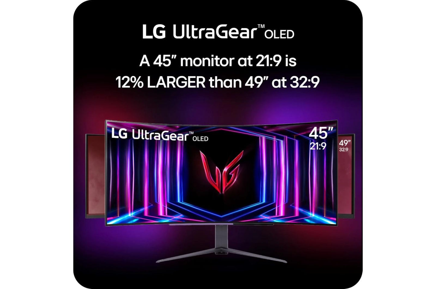 Lg 45GS96QBB 45 Inch UltraGear™ OLED WQHD 1440P 240Hz 0.03ms G-Sync Compatible 800R Curved Gaming Monitor with Built-in Speakers
