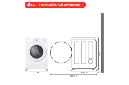 Lg DLE3420W 7.4 cu. ft. Ultra Large Capacity Smart Front Load Electric Dryer