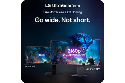 Lg 45GX950AB 45 Inch UltraGear™ evo OLED 5K2K WUHD 165Hz or WFHD Dual Mode 330Hz 0.03ms G-sync Compatible DisplayPort 2.1 Gaming Monitor