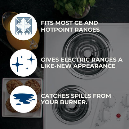 Ge Appliances GE3618CA Range 4-Piece Chrome Drip Pan Set - 4-Pack Includes 3 6" and 1 8" Pans