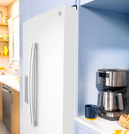 GZS24NGYWW GE® 23.6 Cu. Ft. Counter-Depth Side-By-Side Refrigerator with Extra Tall Dispenser and In-Door Icemaker