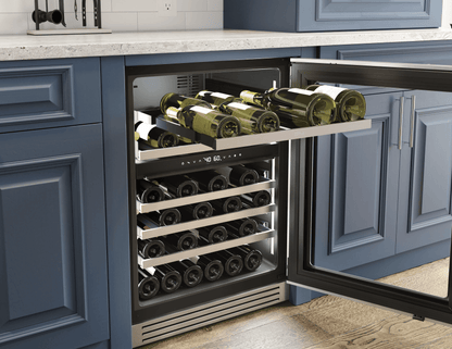 Zephyr PRPW24C02CG Presrv Pro Wine Cooler, 24in Under Cabinet, SS+Glass, Reverse Door, 2 Zone