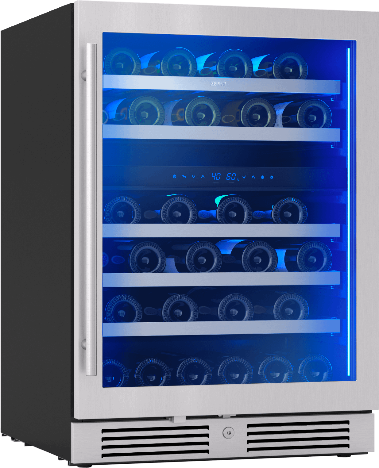 Zephyr PRW24C02CG Presrv Wine Cooler, 24in UC, SS+Gls, Rvs Door, 2Z