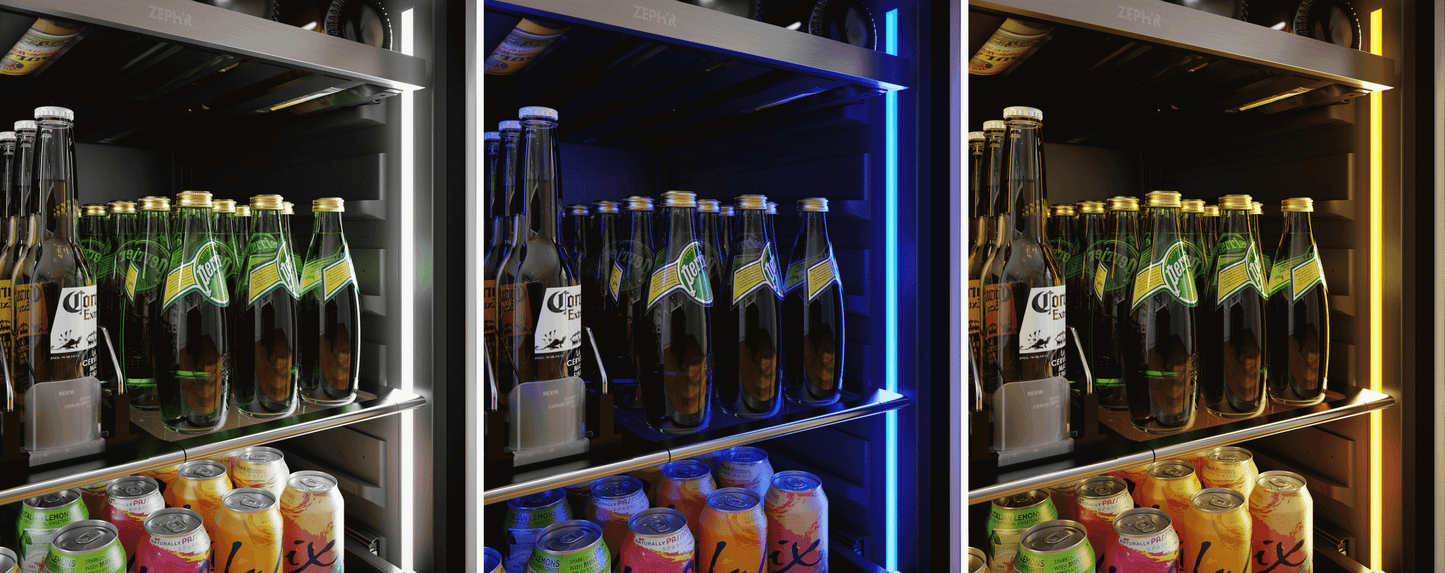 Zephyr PRPB24C01CG Presrv Pro Beverage Cooler, 24in Under Cabinet, SS+Glass, Reverse Door, 1 Zone