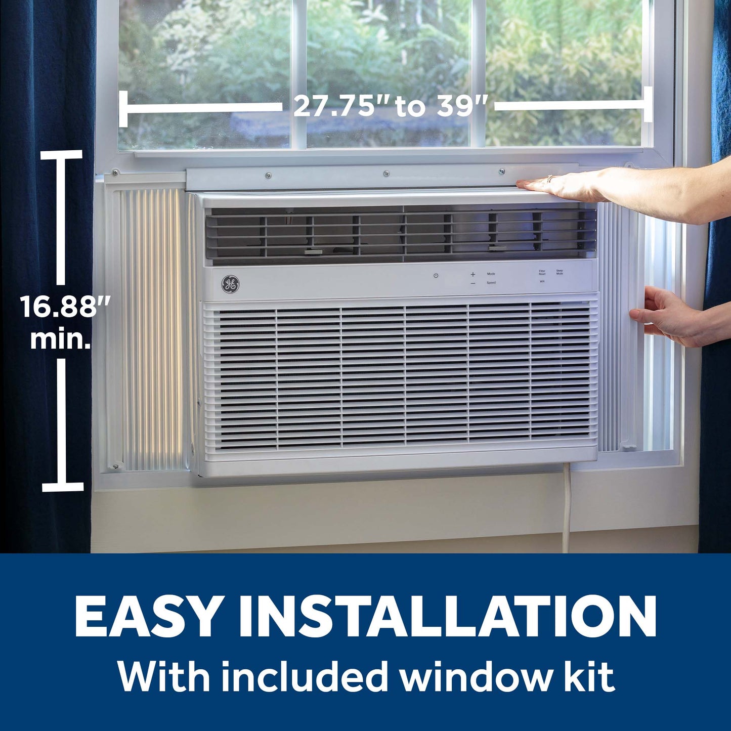 AWGH12WWF GE® 12,000 BTU Smart Heat/Cool Electronic Window Air Conditioner for Large Rooms up to 550 sq. ft.