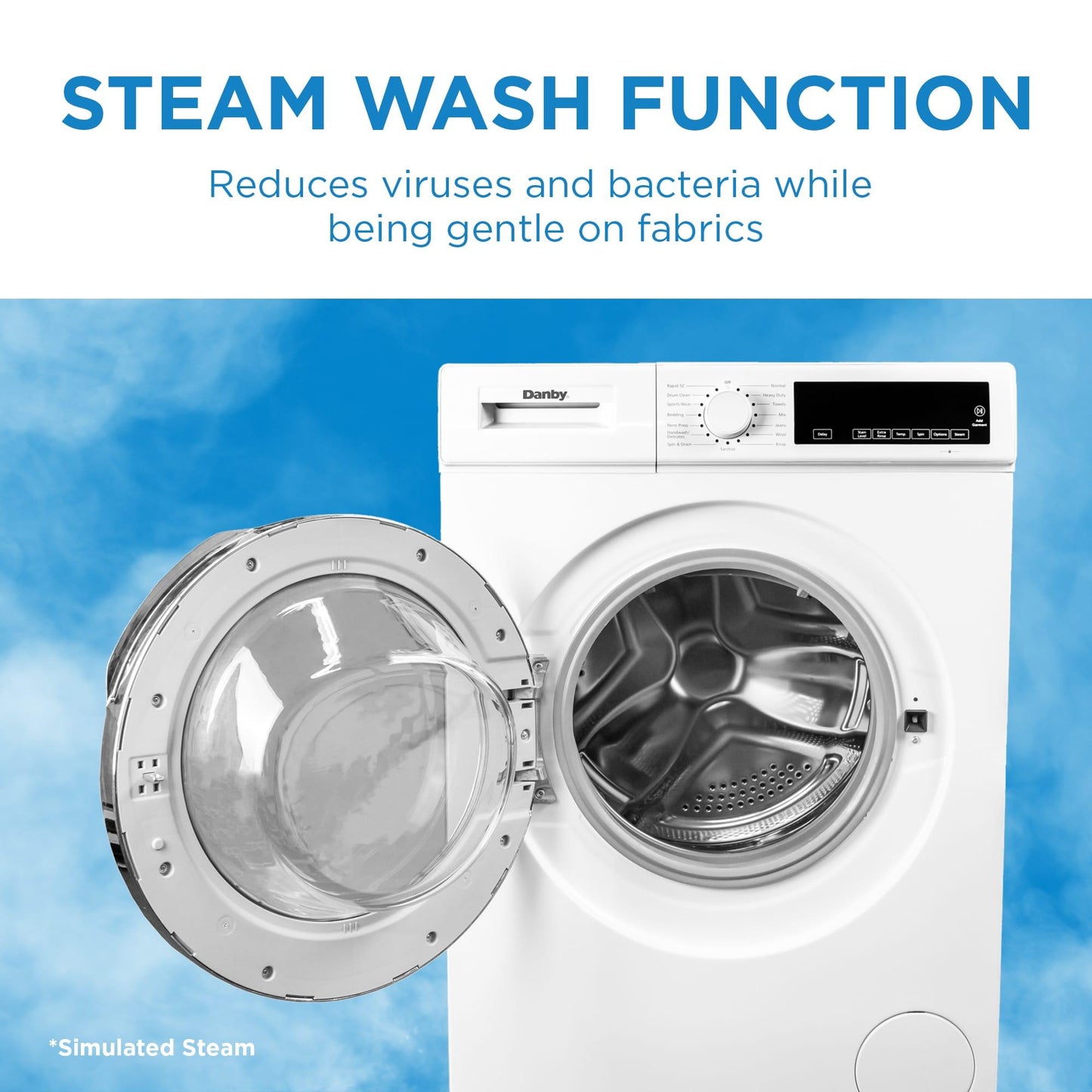 DWM022D3WDB Danby 24" Stackable Front Load Washer with Steam in White