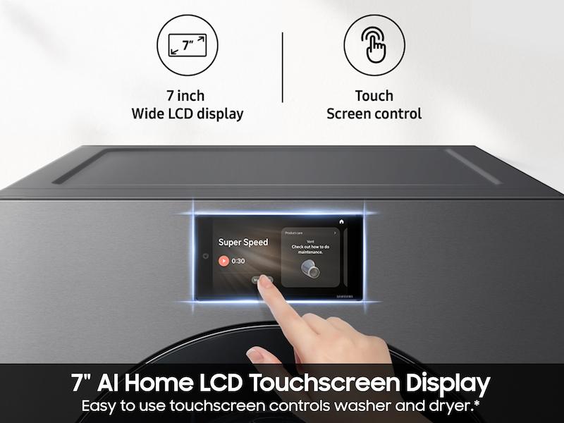 Samsung DV90F53AGS 7.6 cu. ft. Bespoke AI Ultra Capacity Front Load Gas Dryer with AI Home and AI OptiDry+ in Dark Steel