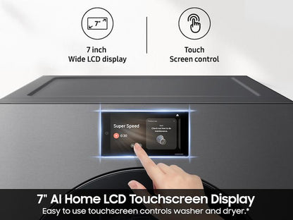 Samsung DV90F53AGS 7.6 cu. ft. Bespoke AI Ultra Capacity Front Load Gas Dryer with AI Home and AI OptiDry+ in Dark Steel