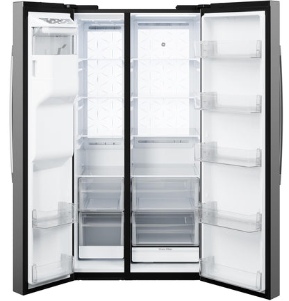 GZS24PYYFS GE® 23.5 Cu. Ft. Counter-Depth Side-By-Side Refrigerator with LED Light Walls and Extra Tall Dispenser
