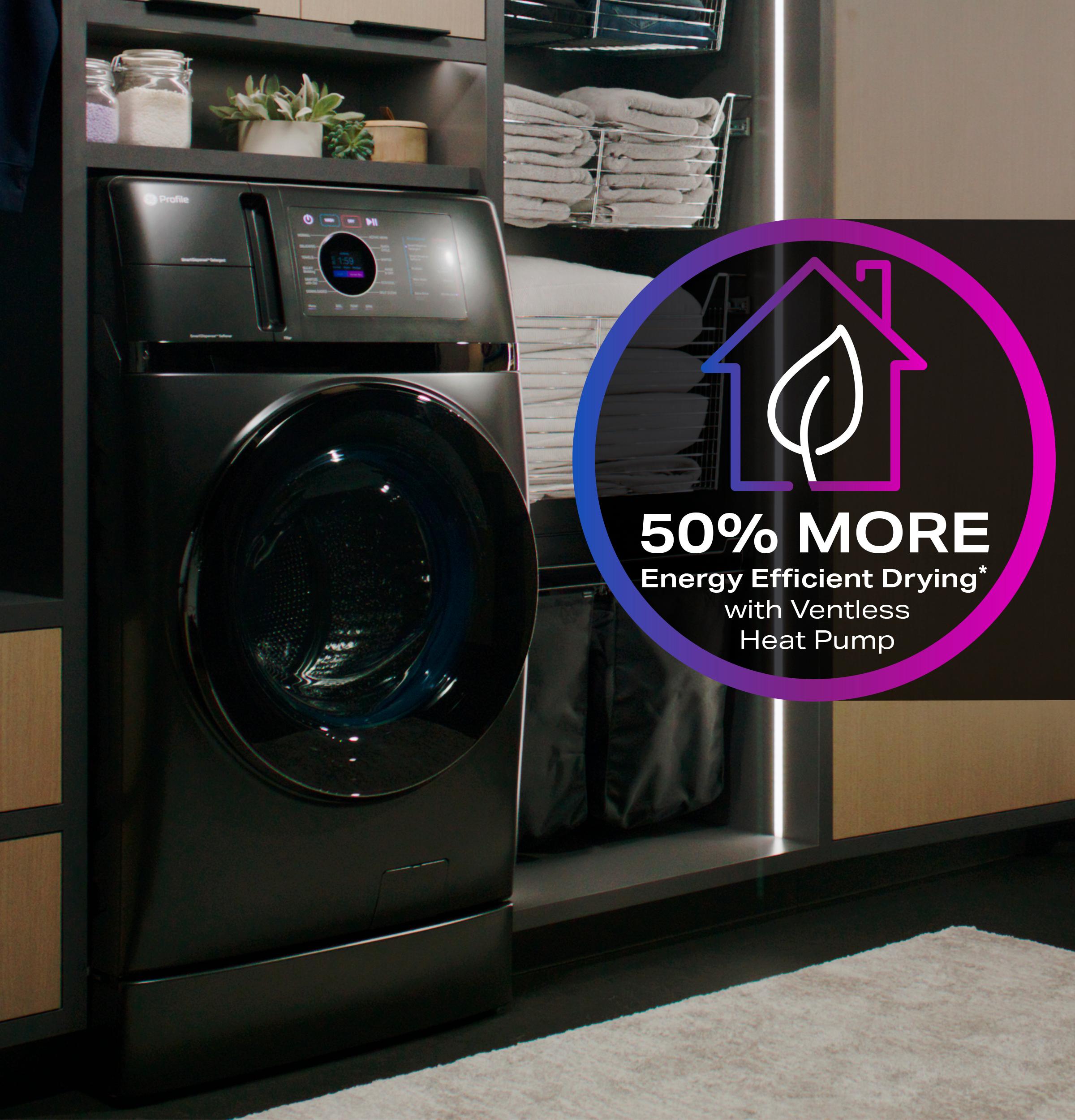 GE Profile™ ENERGY STAR® 4.8 cu. ft. Capacity UltraFast Combo with Ventless Inverter Heat Pump Technology Washer/Dryer