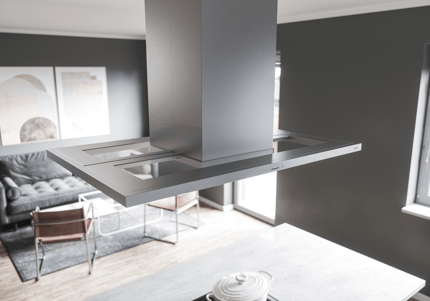 Zephyr ZMDE42BS Modena, Island, 42in, SS+Glass, LED, ACT
