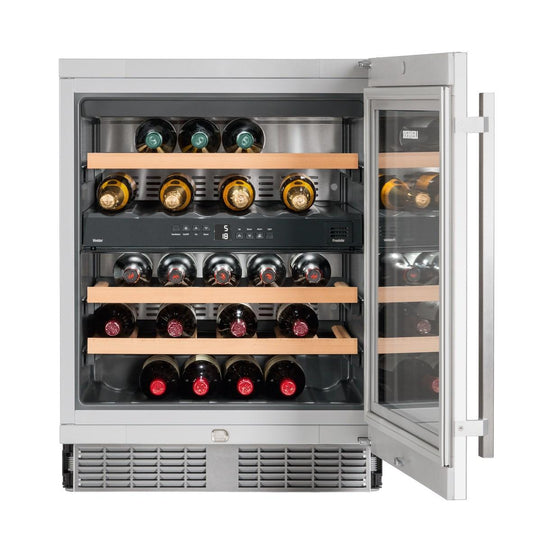 Liebherr WU3400 Undercounter Wine Cabinet, 24", Lock, 2 Zone, Reversible Door